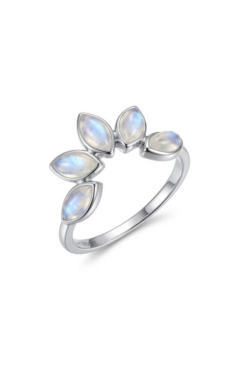 Marquise Moonstone Silver Plated Ring