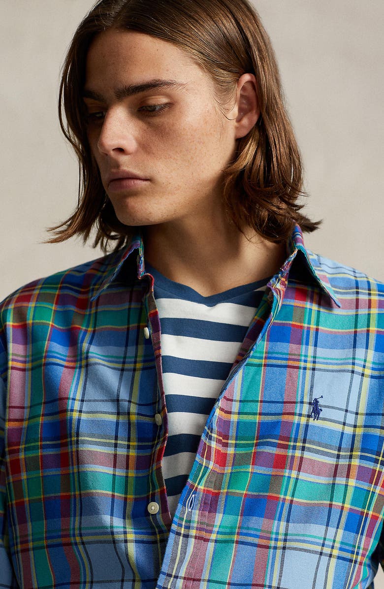 Polo Ralph Lauren Plaid Cotton Oxford Button-Down Shirt, Alternate, color,