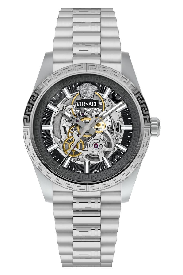 Millenyium Limited Edition Skeleton Automatic Bracelet Watch, 40mm, Alternate, color, STAINLESS STEEL
