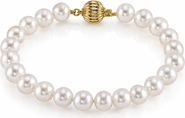The Pearl Source 6.0-6.5mm Hanadama Akoya White Pearl Bracelet