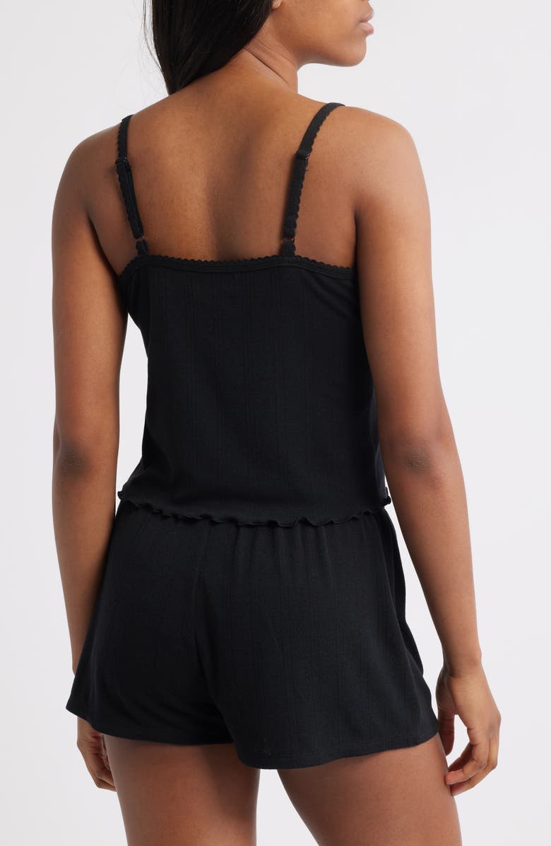 Open Edit Pointelle Knit Short Pajamas, Alternate, color, Black