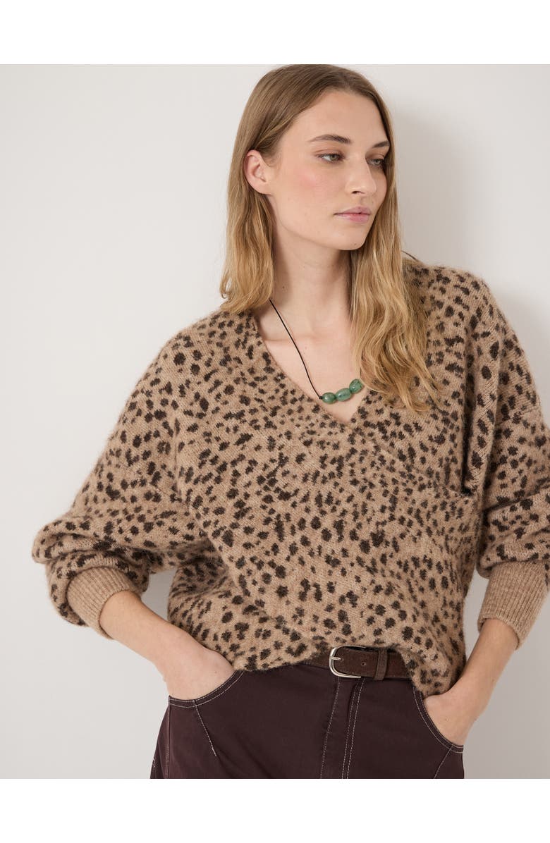 Hush Betty Wool Blend Patterned Wrap Jumper, Alternate, color, Hazelnut Brown