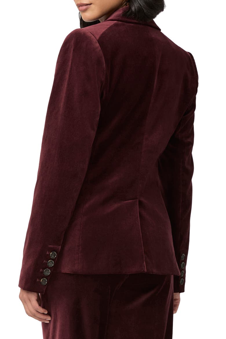 Malbec Double Breasted Velveteen Blazer, Alternate, color, DARK OBLOOD