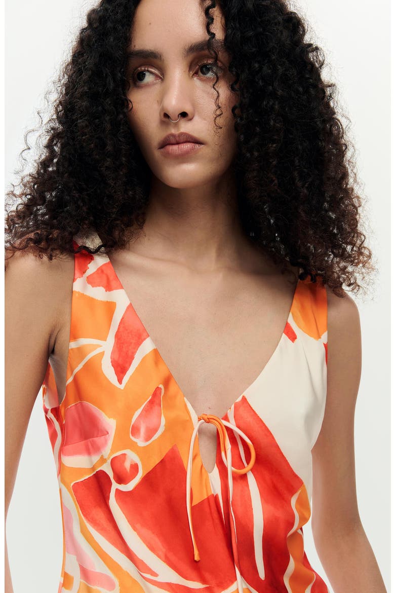 Tie Front Sleeveless Tank, Alternate, color, ORANGE