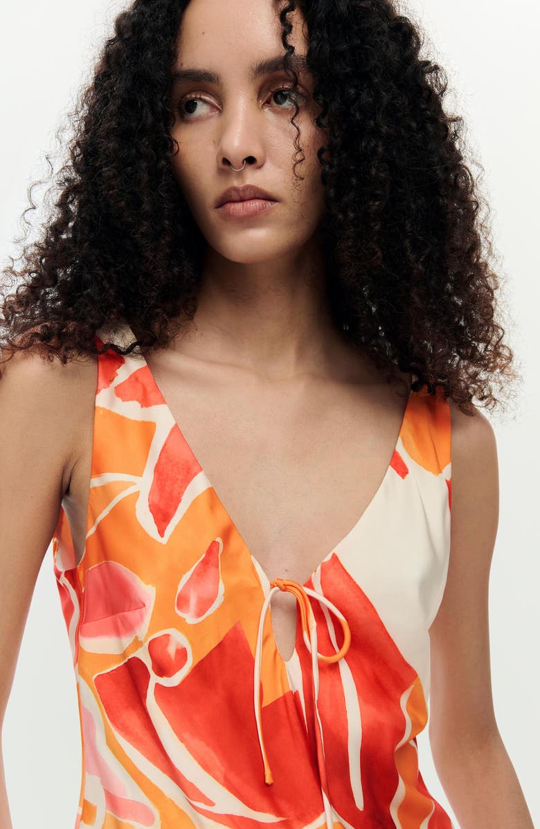 Desigual Tie Front Sleeveless Tank, Alternate, color, 