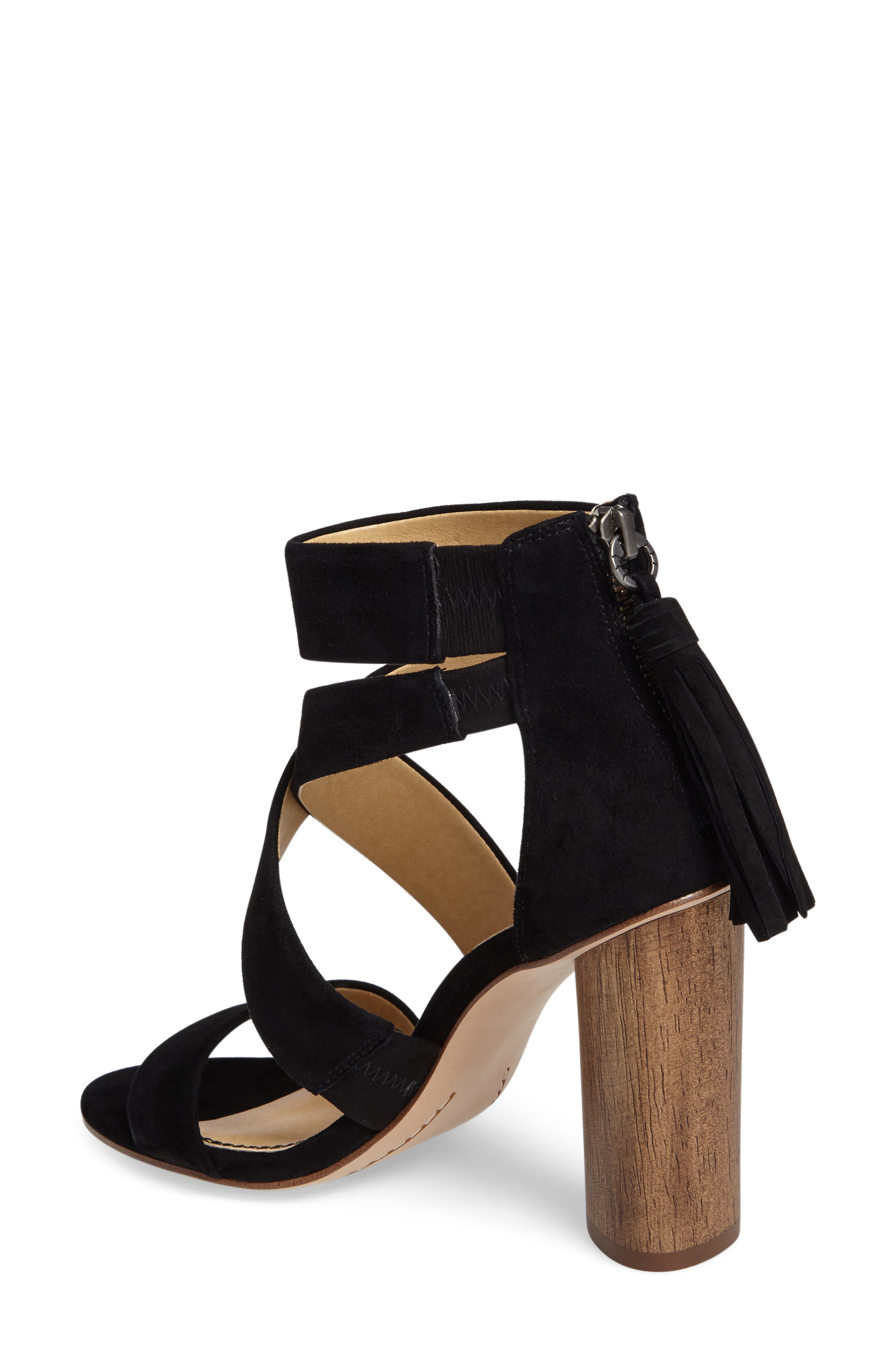 Jara Statement Heel Sandal, Alternate, color, BLACK SUEDE