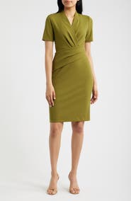 Anne Klein Pleated Scuba Crepe Dress
