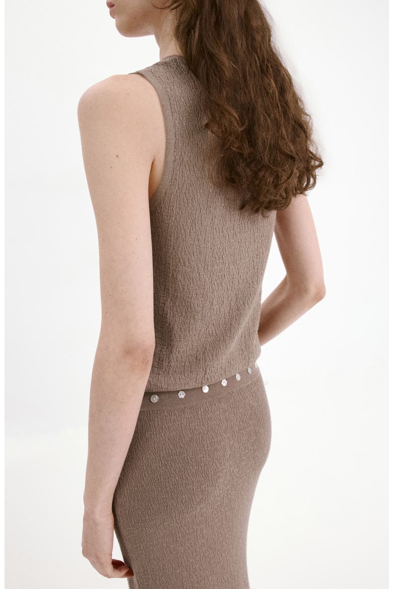 Contrast Button-Up Tank, Alternate, color, MEDIUM BROWN