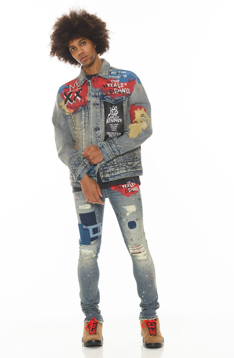 Cult of Individuality Punk Ripped Stretch Super Skinny Jeans, Alternate, color, Basq