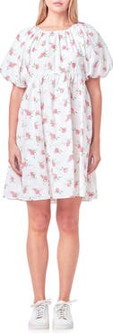 English Factory Floral Cotton Eyelet Babydoll Dress