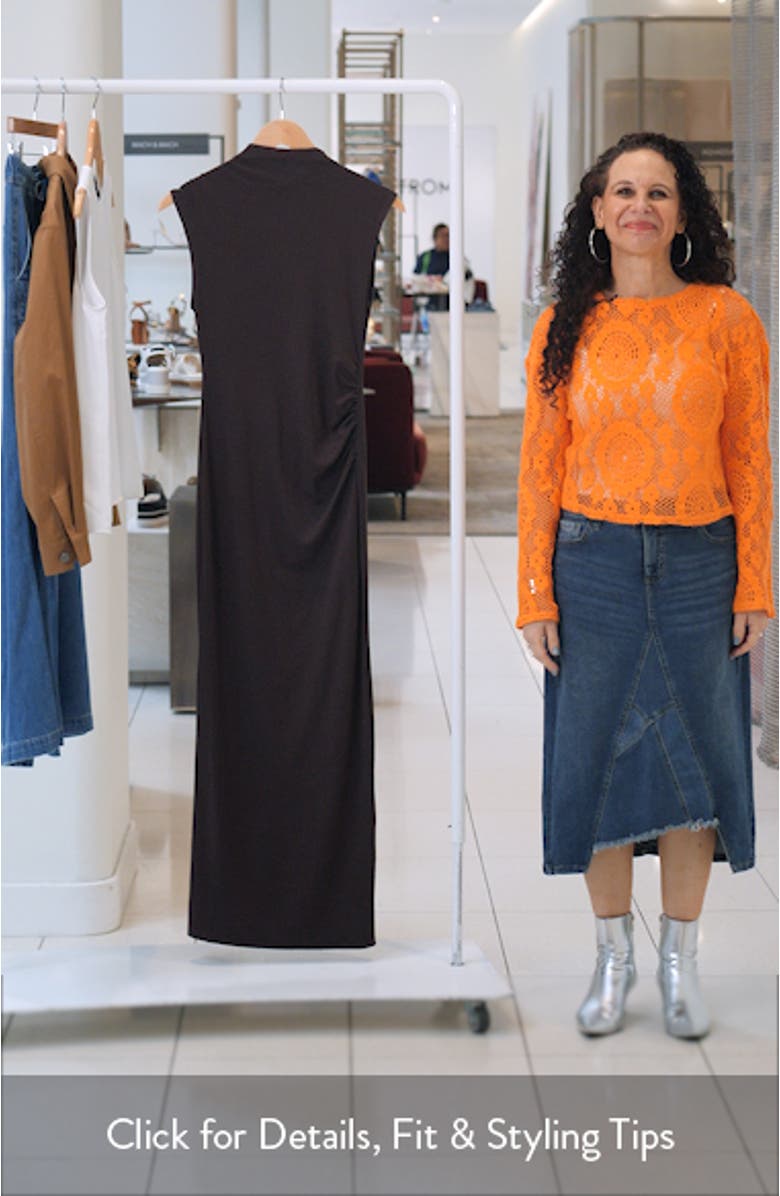 Curra Ruched Sleeveless Column Dress, sales video thumbnail