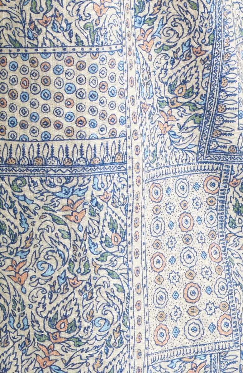 Johnston & Murphy Hampton Stretch Cotton Short Sleeve Button-Up Shirt, Alternate, color, White Multi Bandana