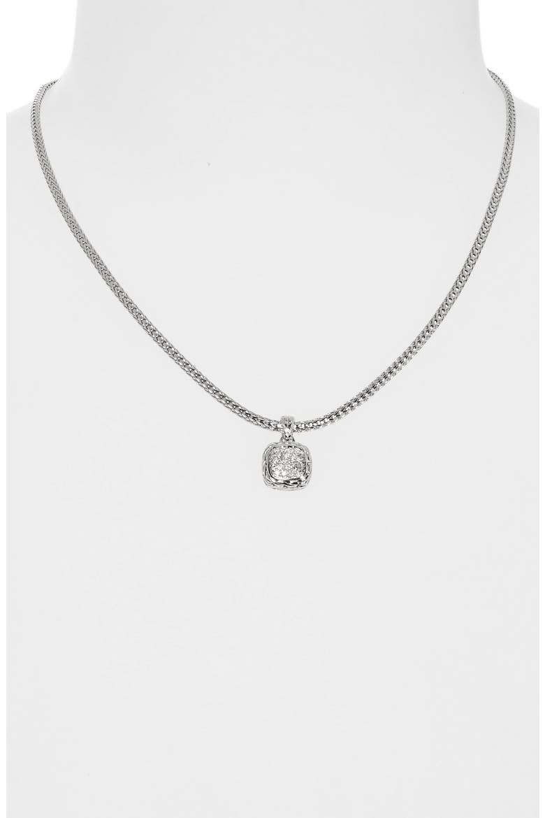 Carved Chain Necklace, Silver, Diamonds, Alternate, color, SILVER