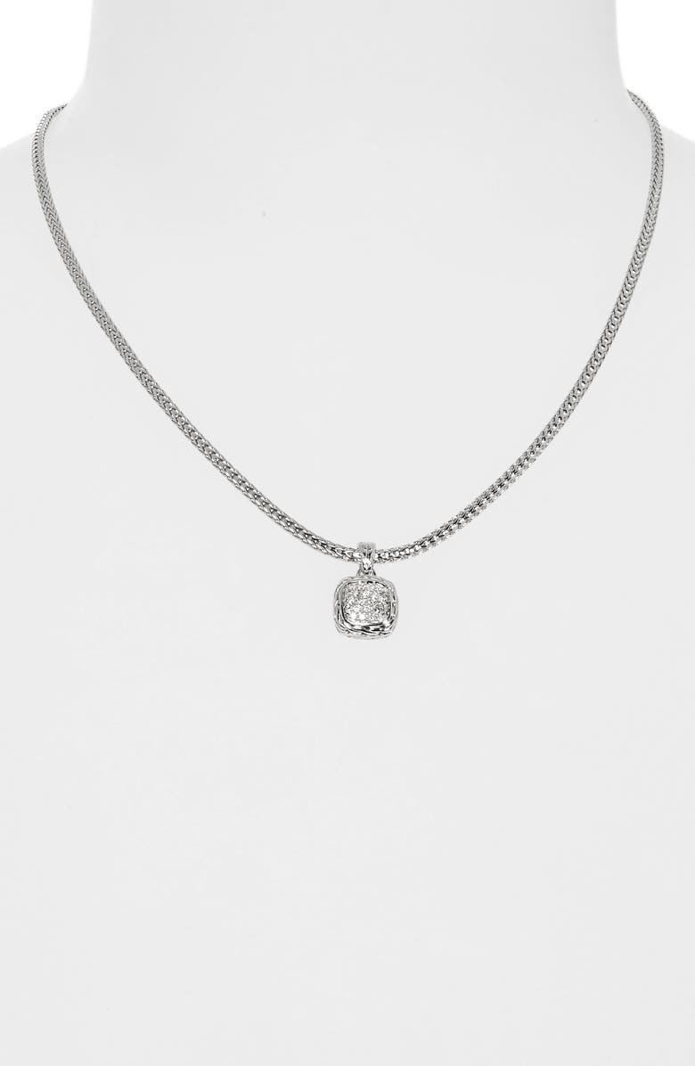 John Hardy Carved Chain Necklace, Silver, Diamonds, Alternate, color, Silver
