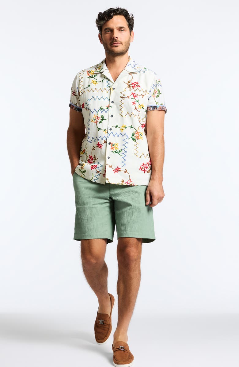 Robert Graham Marettimo Embroidered Cotton & Linen Camp Shirt, Alternate, color,