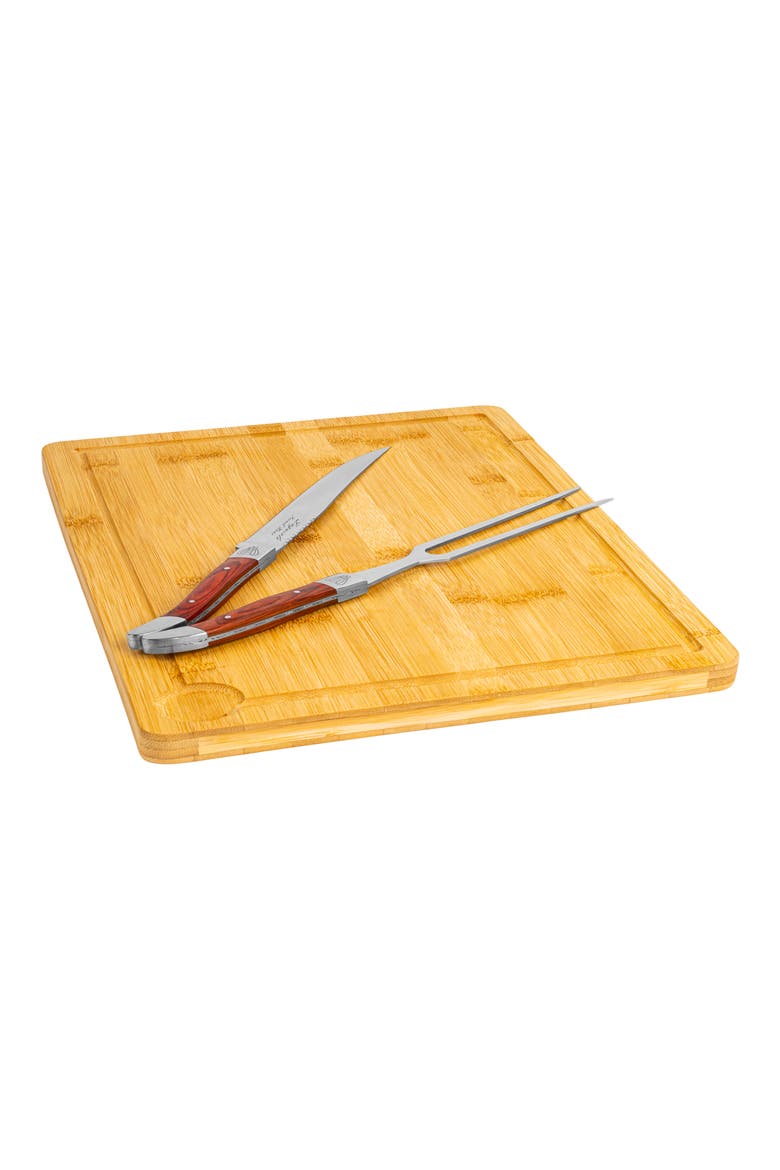 Laguiole Carving Board & Tools Set, Alternate, color, PAKKAWOOD/ BROWN