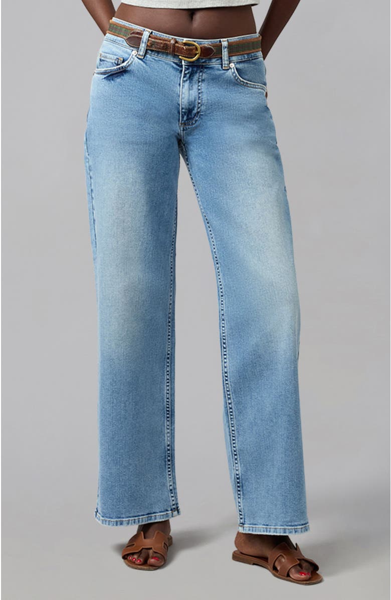 Lola Denim Miro Mid Rise Comfort Straight Jeans, Main, color, Denim Dusk