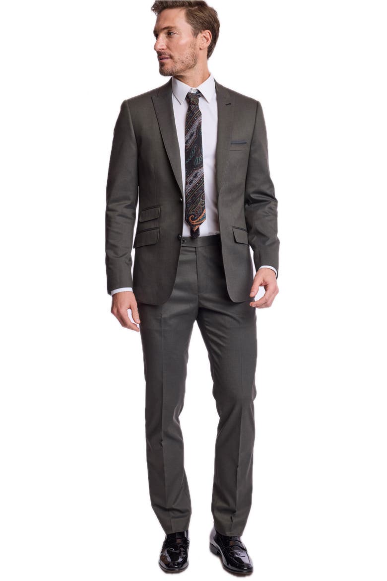 Downing Mid Rise Slim Fit Dress Pants, Alternate, color, DARK OLIVE GREEN