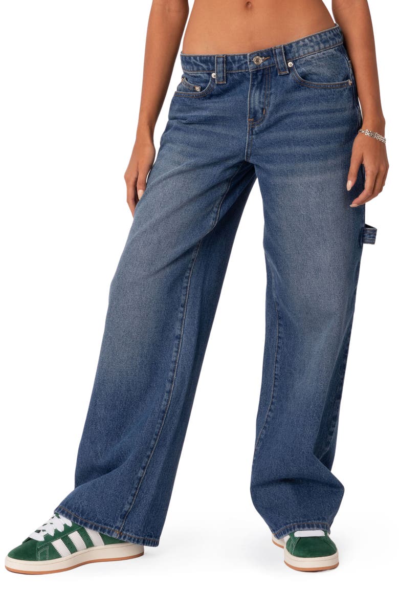 EDIKTED Wide Leg Carpenter Jeans, Alternate, color, Blue