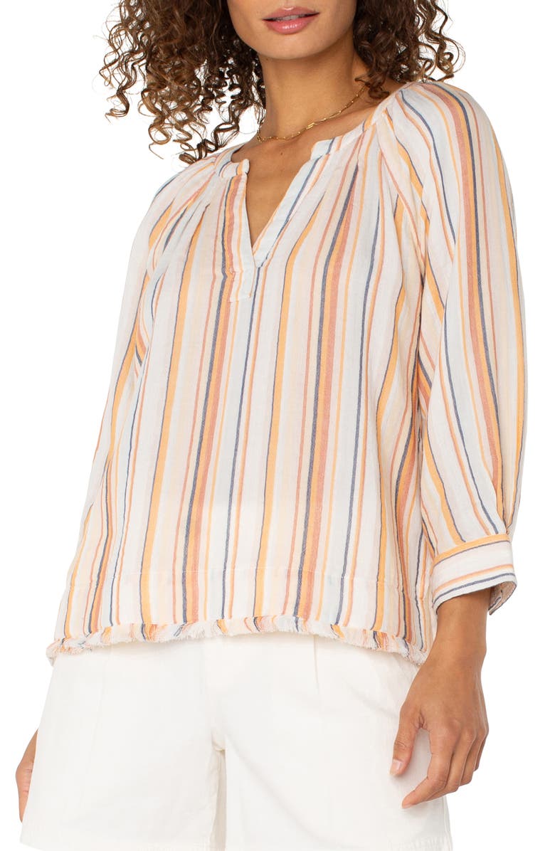 Liverpool Los Angeles Fray Hem Cotton Top, Alternate, color, 