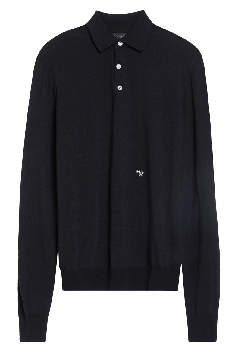 Wool & Cashmere Polo Sweater, Alternate, color, BLACK