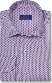 David Donahue Medallion Print Performance Sport Shirt