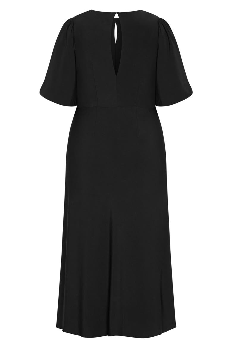 Ines Twist Front Puff Sleeve Maxi Dress, Alternate, color, BLACK