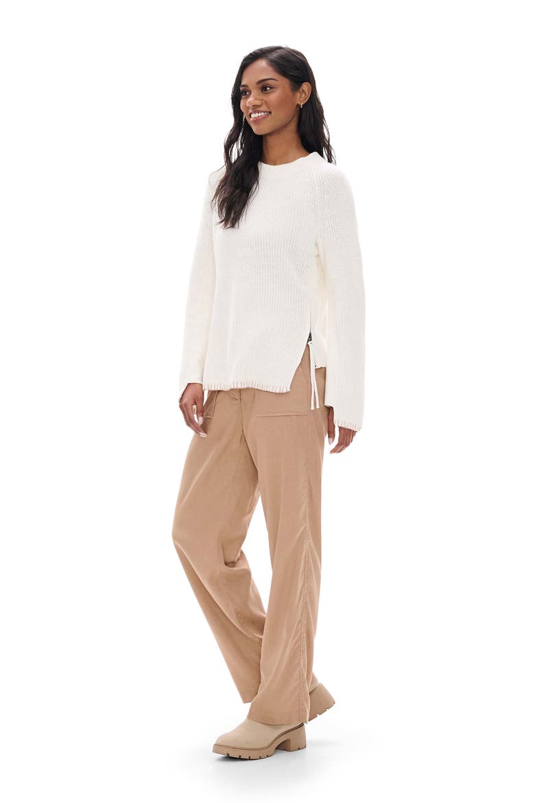 Side Zip Raglan Sweater, Alternate, color, CREAM