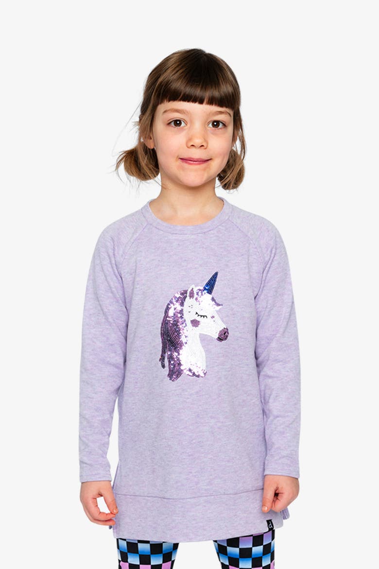 Brushed Jersey Sequin Unicorn Tunic, Alternate, color, Violet
