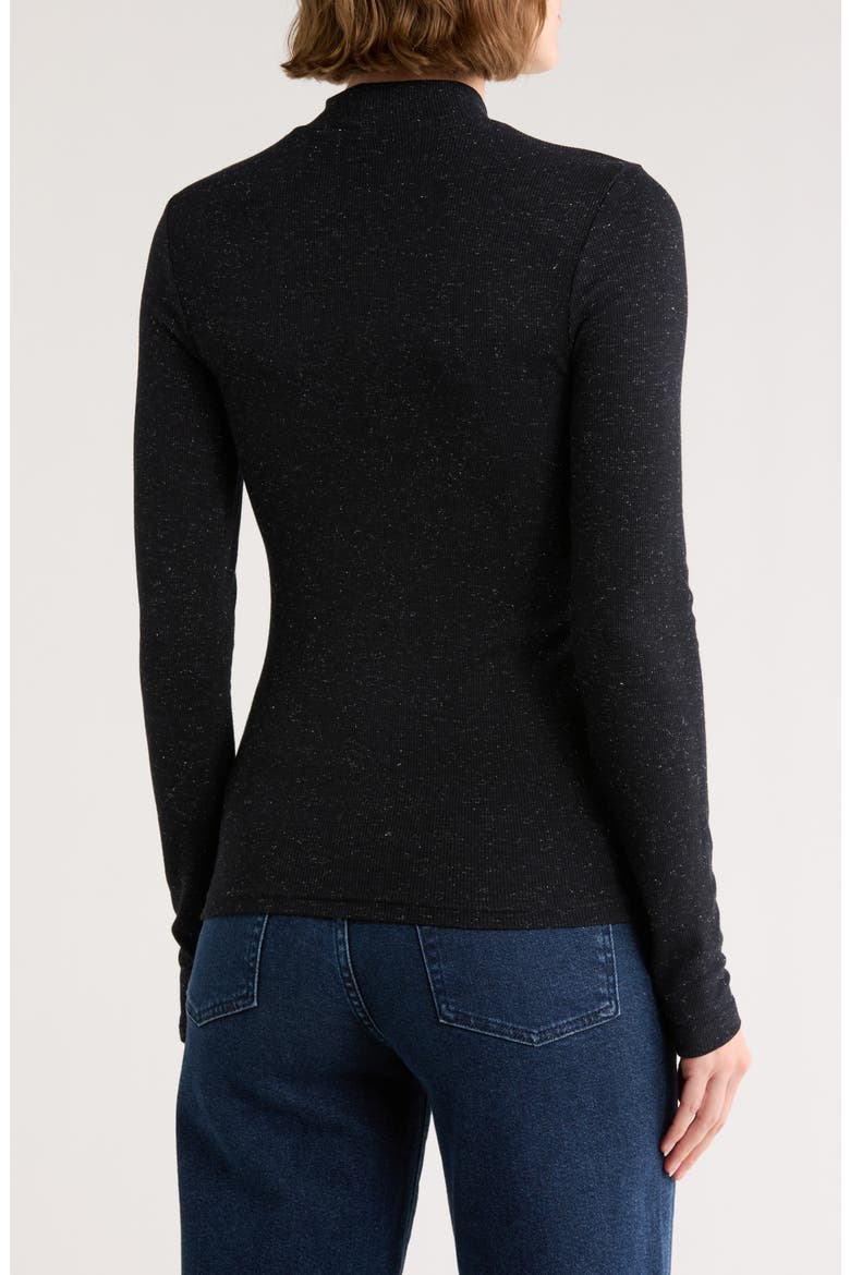 Shimmer Mock Neck Sweater, Alternate, color, BLACK