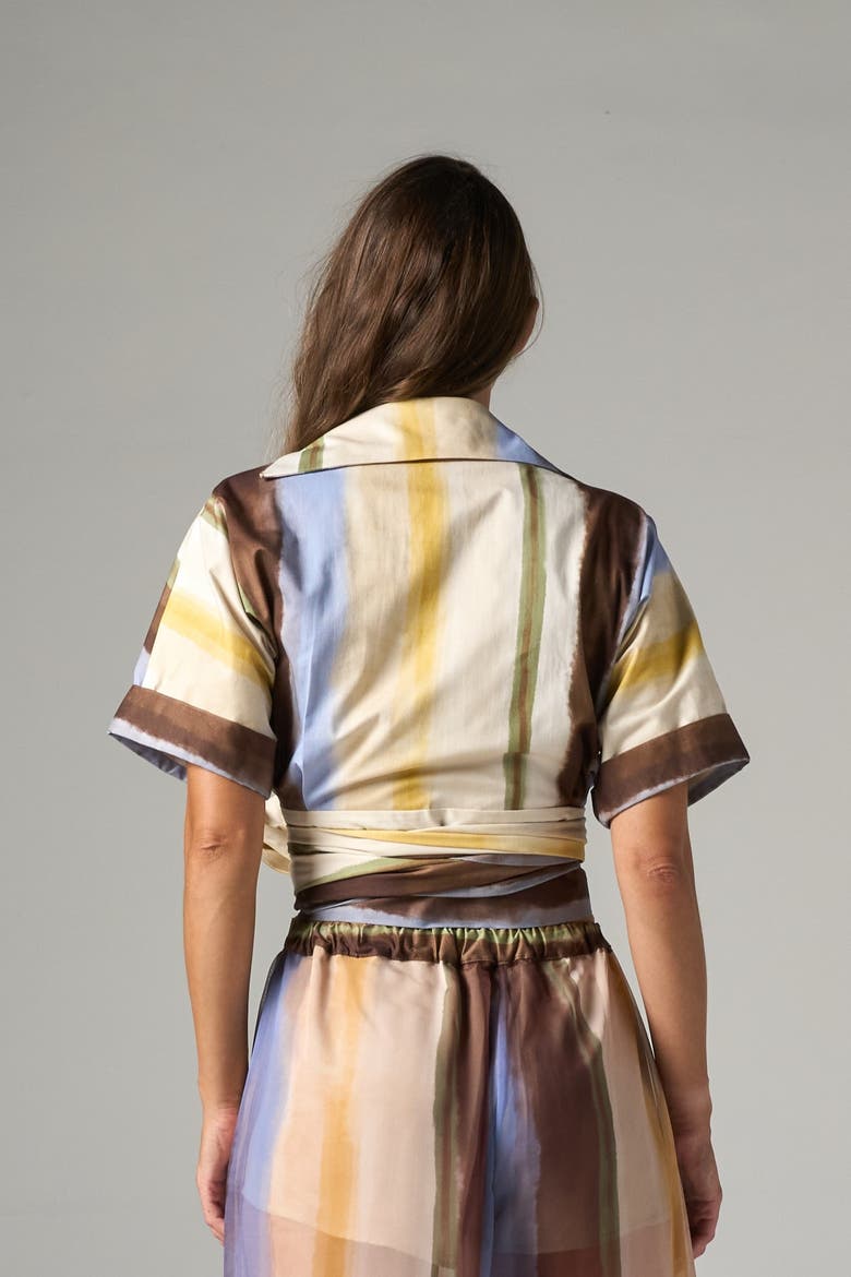 Kora Top in Striped Sateen, Alternate, color, Blue Multi