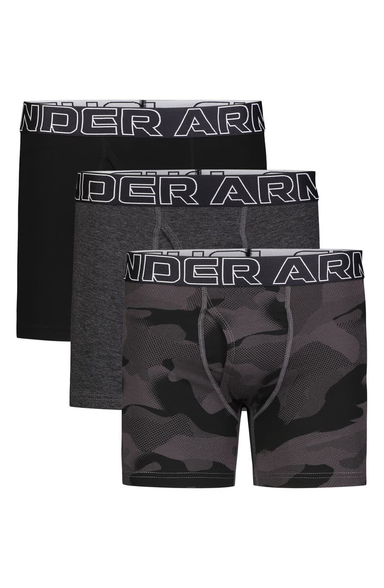Under Armour Kids' Assorted 3-Pack Performance Boxer Briefs, Main, color, Castlerock