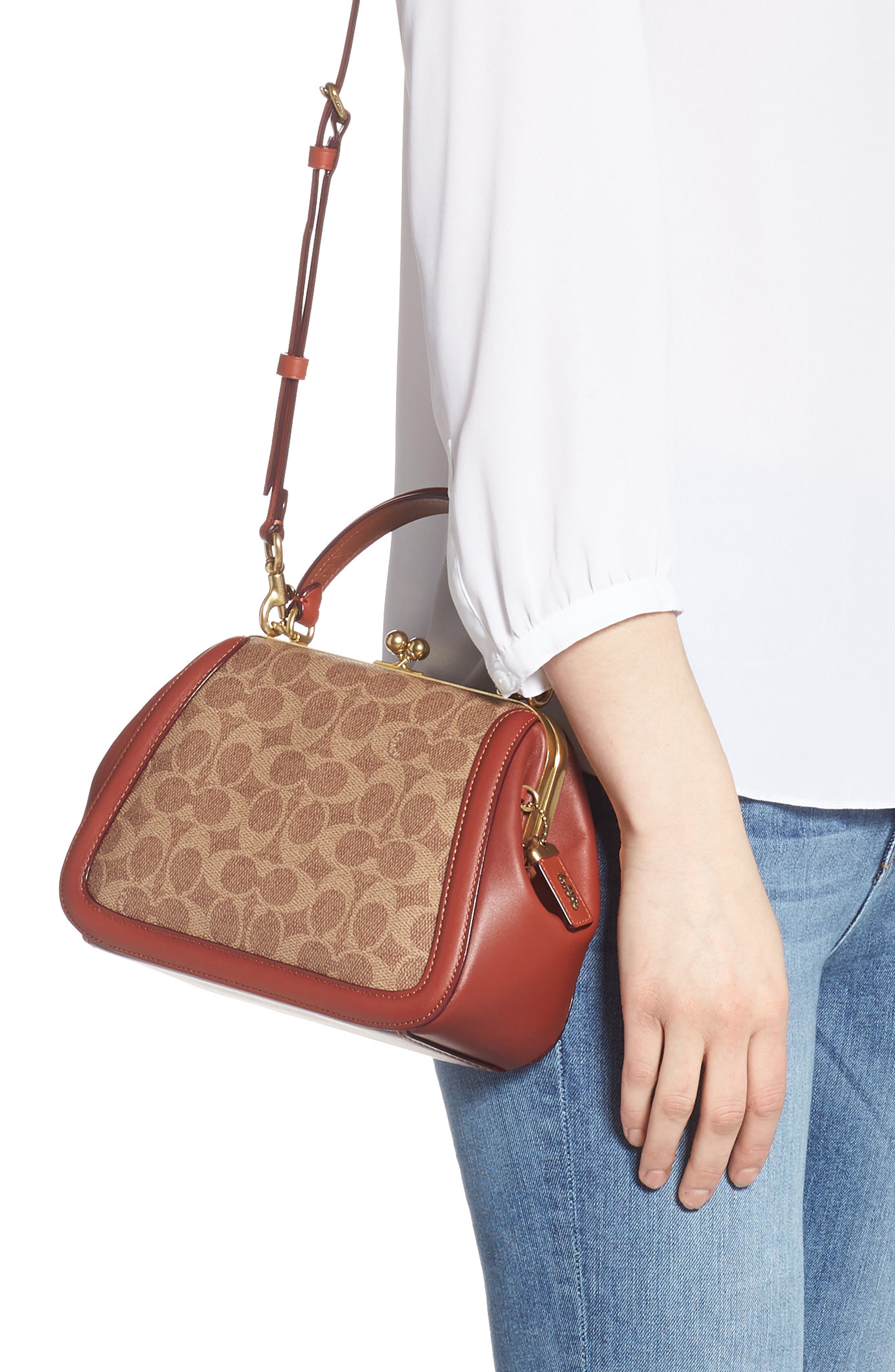 COACH Signature Frame 23 Leather & Canvas Crossbody Bag, Alternate, color, 