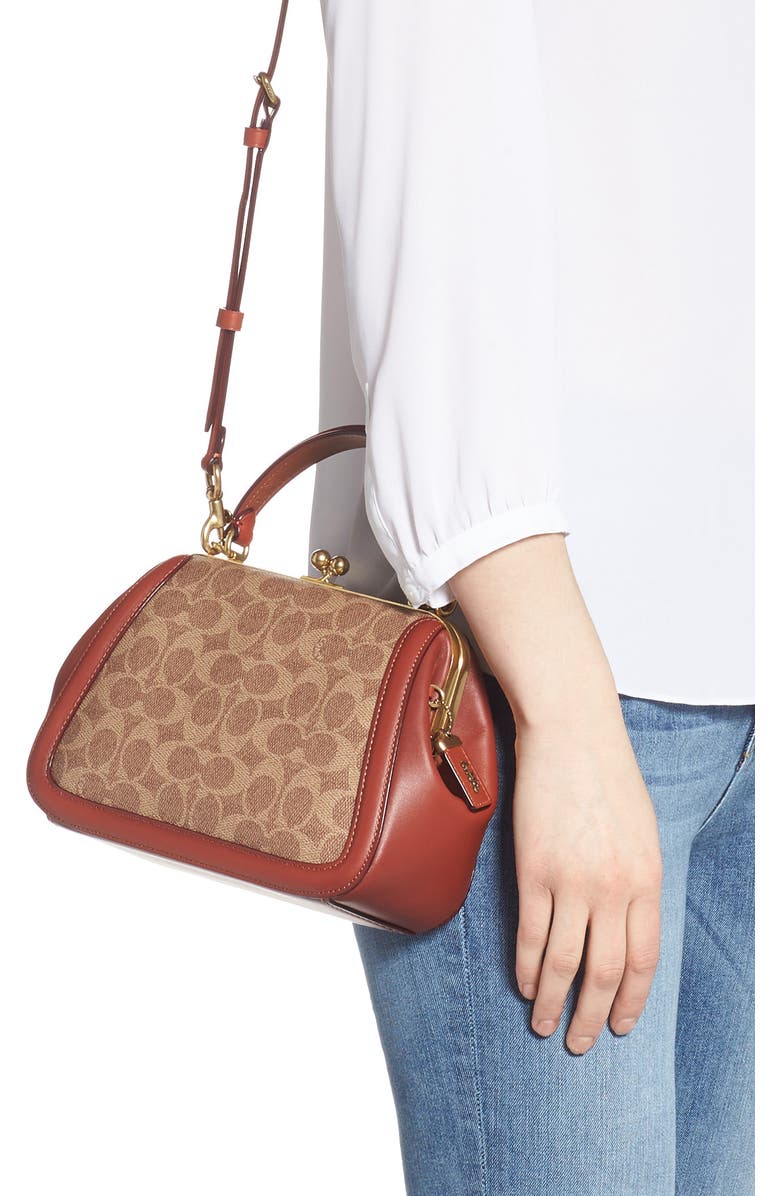 COACH Signature Frame 23 Leather & Canvas Crossbody Bag, Alternate, color,