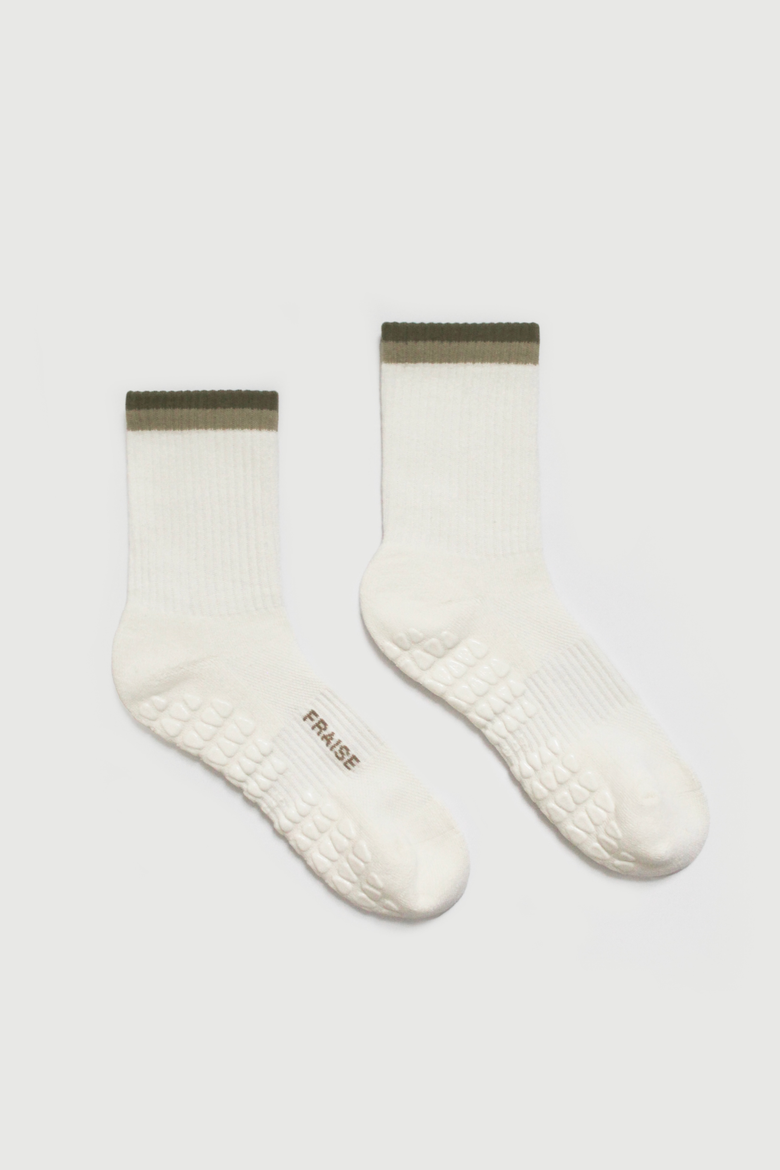Cypress Striped Crew Grip Socks, Main, color, Cypress