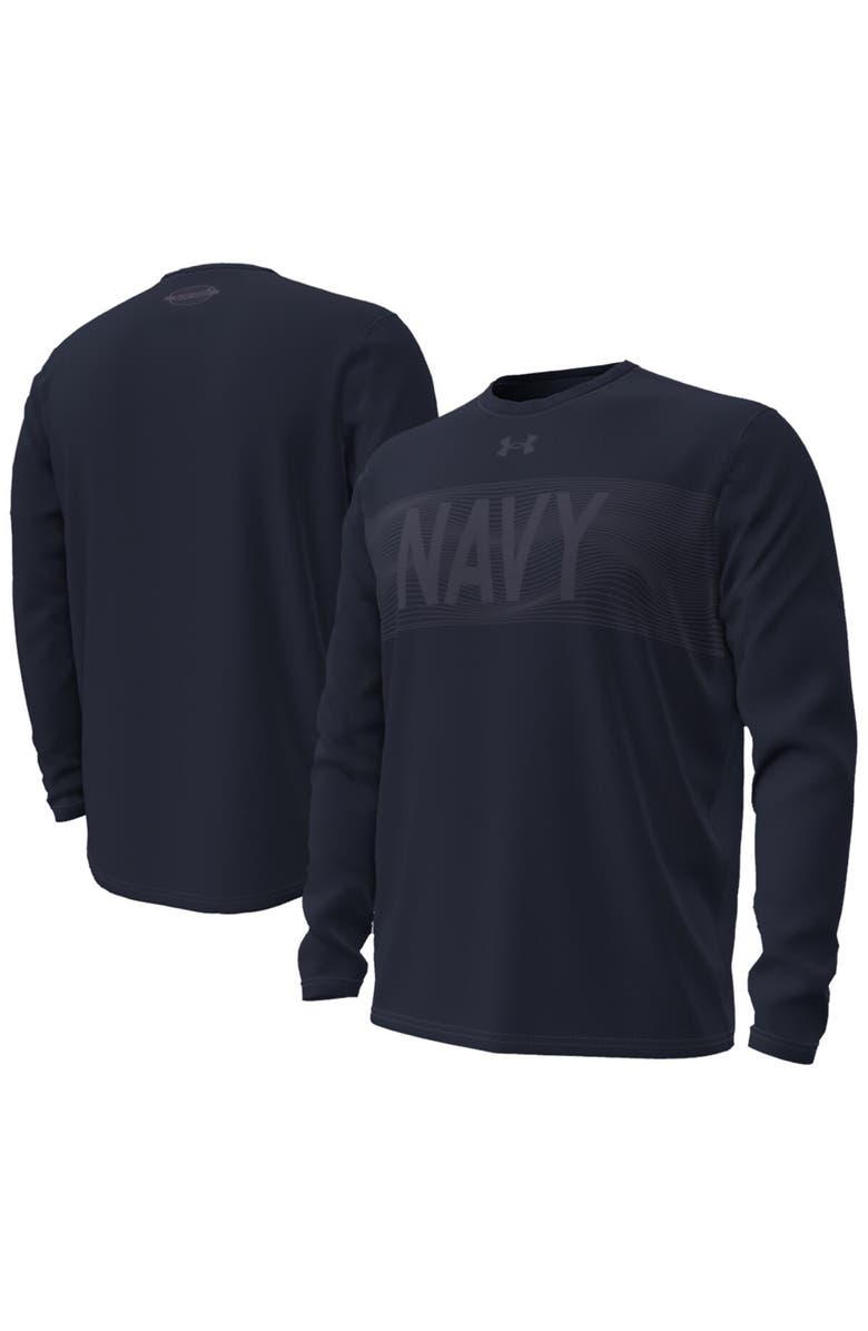 Under Armour Men's Under Armour Navy Navy Midshipmen Silent Service Performance Long Sleeve T-Shirt, Main, color,