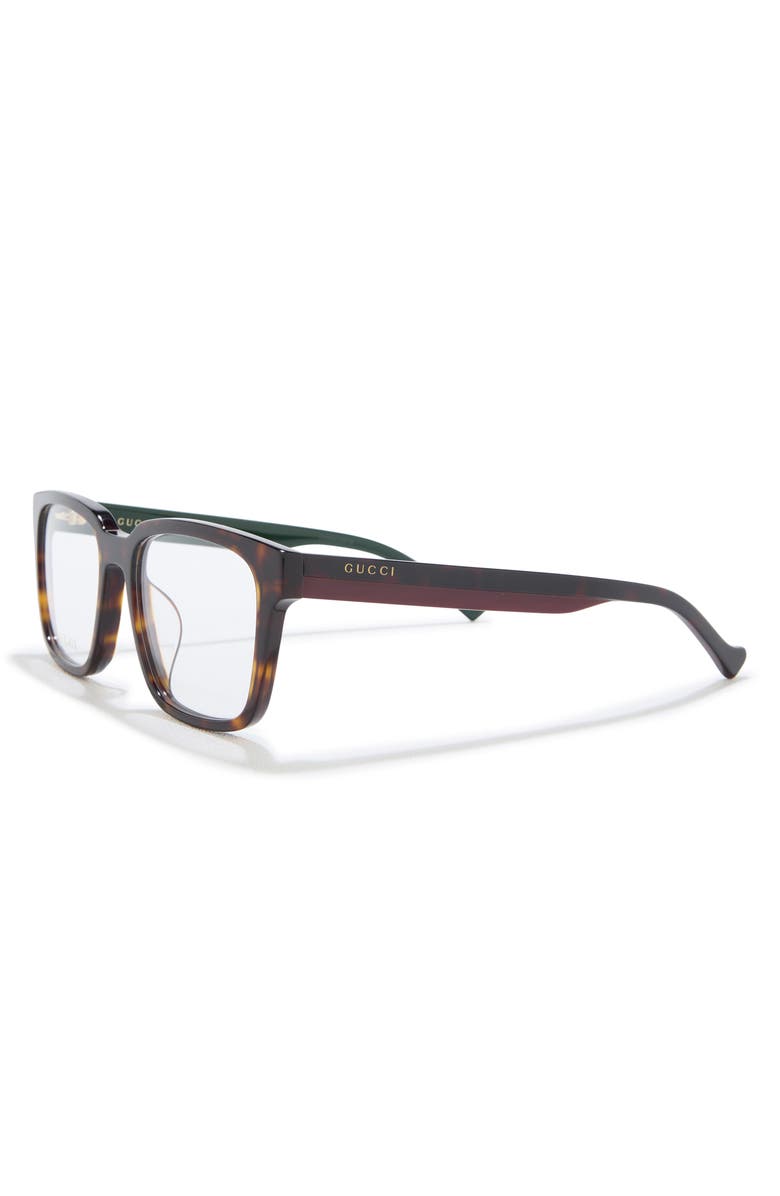 Gucci 54mm Square Optical Frame, Alternate, color, Havana Havana Transparent
