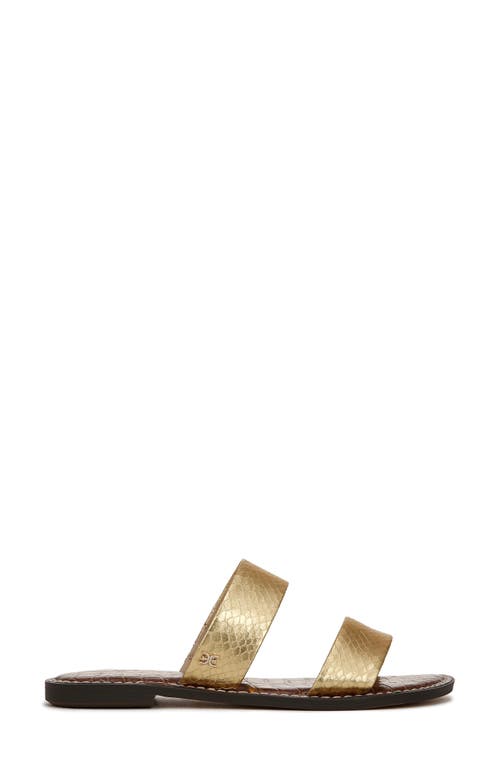Sam Edelman Gala Double Strap Slide Sandal Gold Faux Leather In Gold
