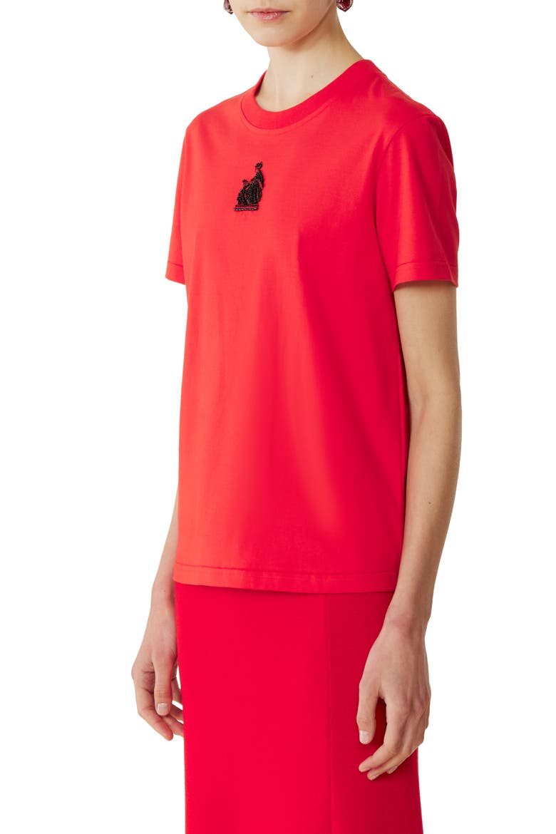 Mother And Daughter Embroidered Cotton Jersey T-Shirt, Alternate, color, Poppy Red