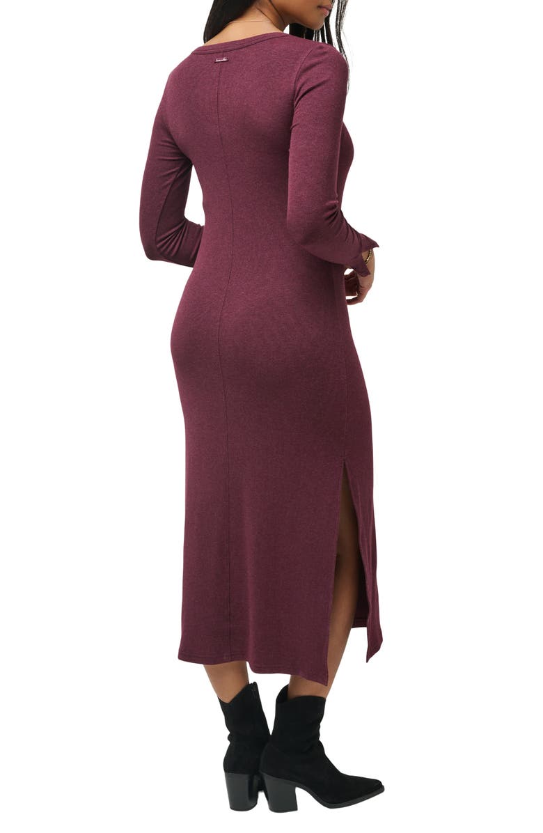 TravisMathew Cloud Retreat Long Sleeve Rib Dress, Alternate, color, Heather Winetasting