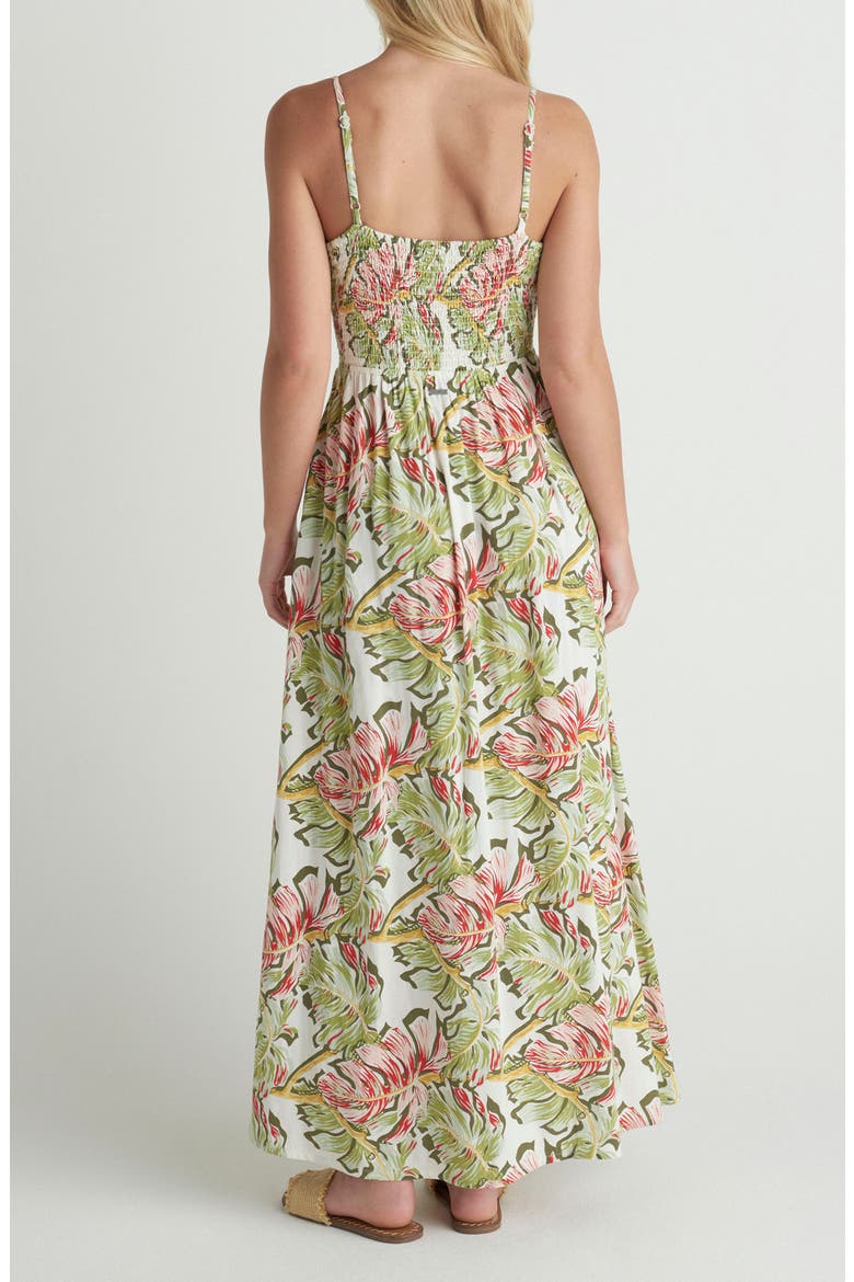 Malibu Leaf Print Maxi Dress, Alternate, color, OFF WHITE