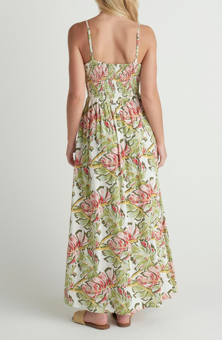 Hurley Malibu Leaf Print Maxi Dress, Alternate, color, Off White
