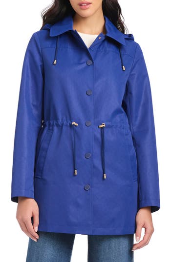 Kate Spade New York Magic Print Hooded Rain Jacket In Blue