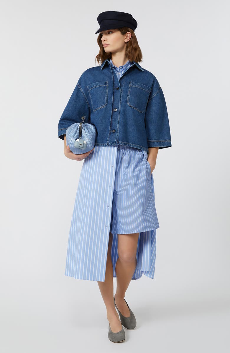 Weekend Max Mara Enza Boxy Denim Button-Up Shirt, Alternate, color, Navy