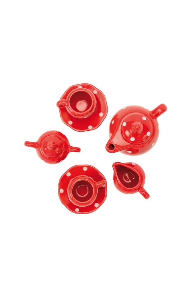 Moulin Roty Suitcase Tea Party Ceramic Set The Big Family, Alternate, color, Red