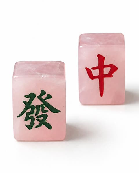 Lucky Pair Rose Quartz Mahjong Tokens