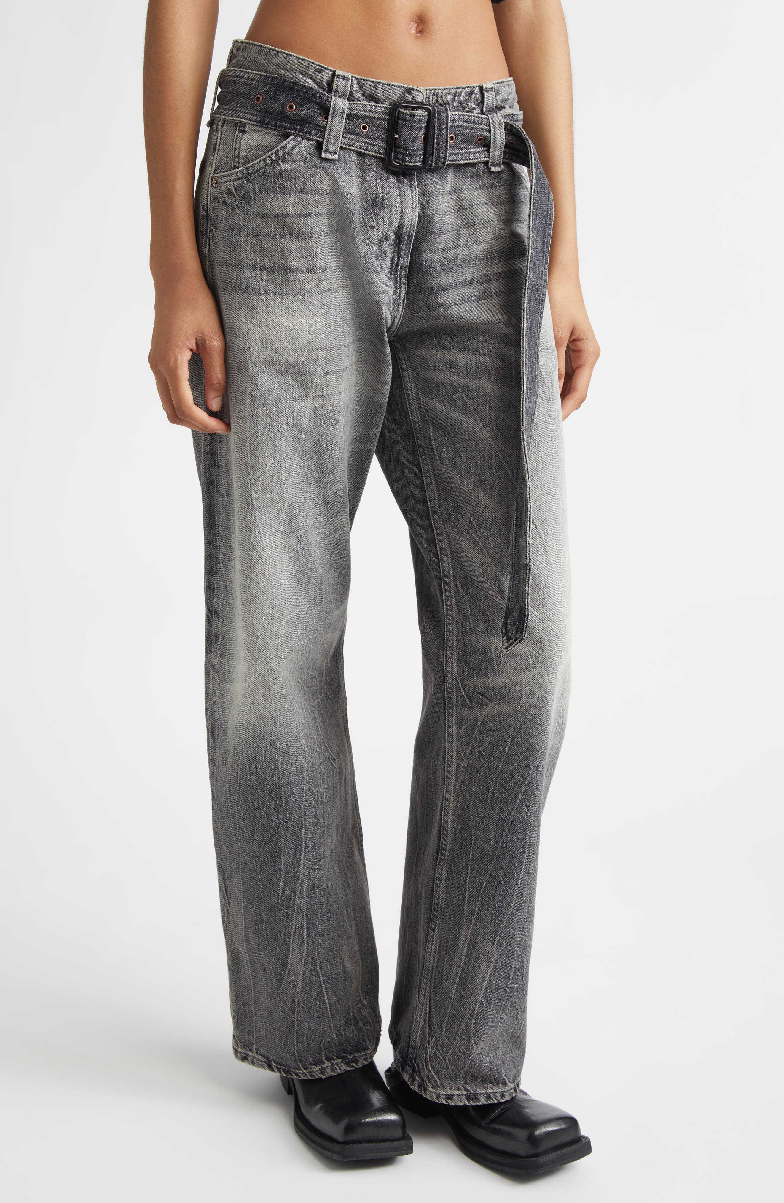 Page Gothik Belted Relaxed Fit Jeans (Women) | Nordstrom
