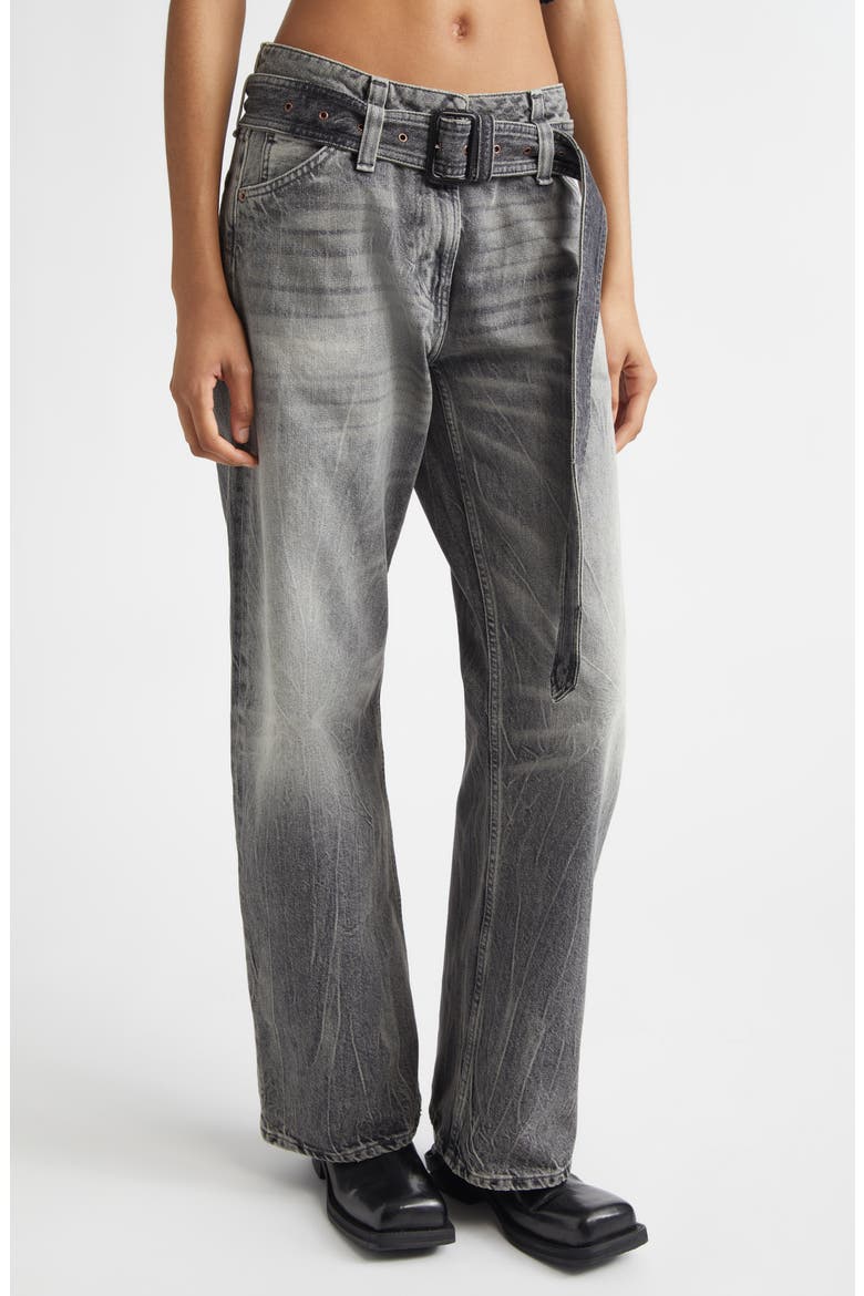 Page Gothik Belted Relaxed Fit Jeans, Alternate, color, WASHED BLACK