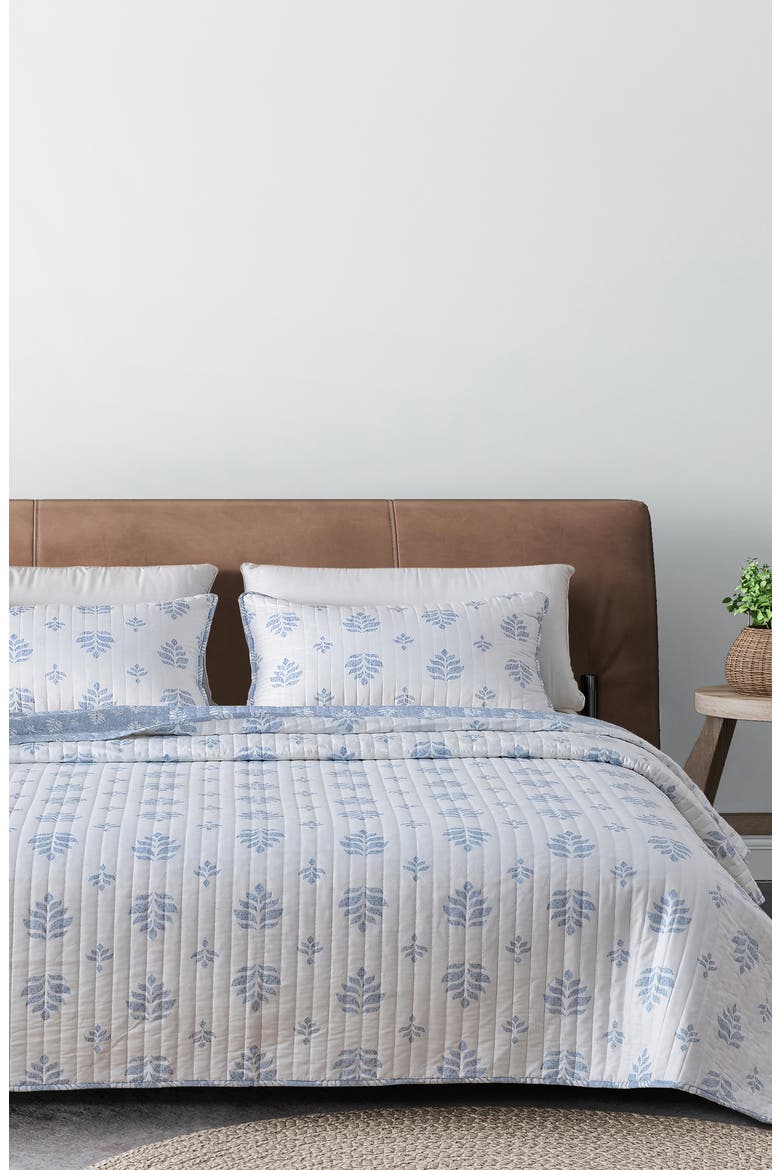 French Floral Design Quilt & Sham Set, Alternate, color, BLUE