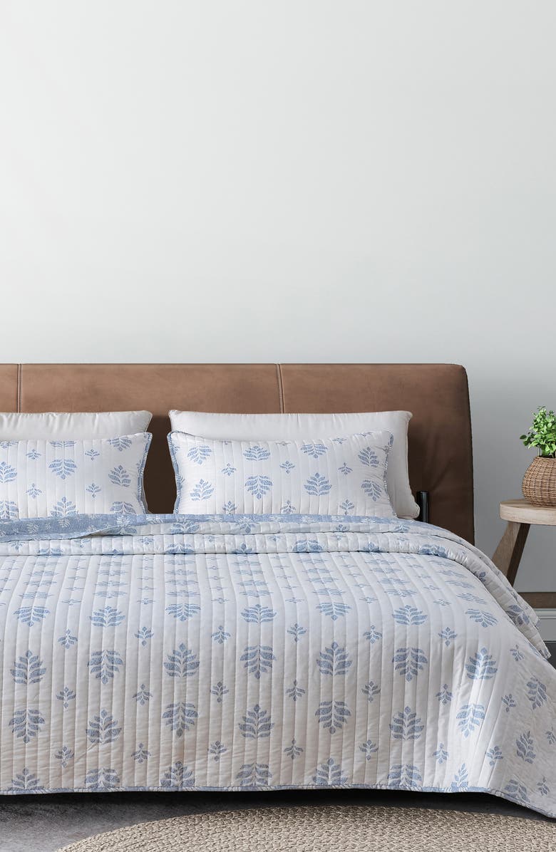 Woven & Weft French Floral Design Quilt & Sham Set, Alternate, color, Blue